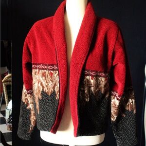 Vintage Red and Black Knit Cardigan